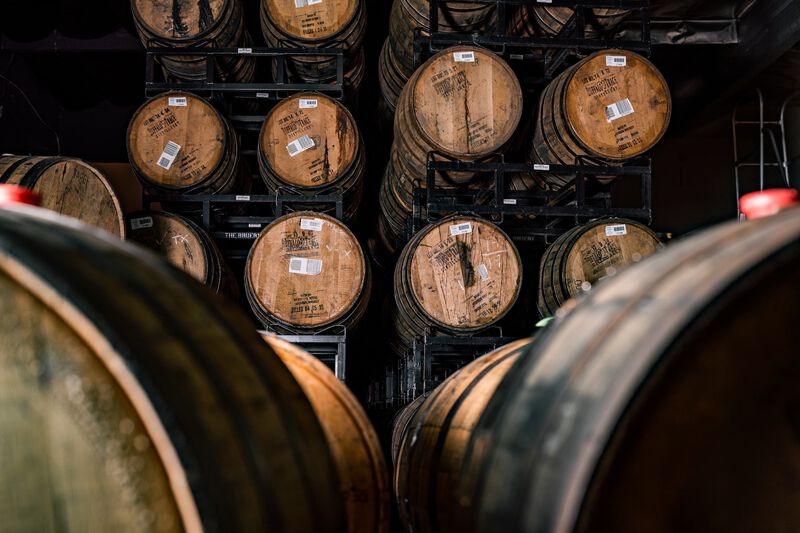 Beer aged in ex-whiskey and port barrels